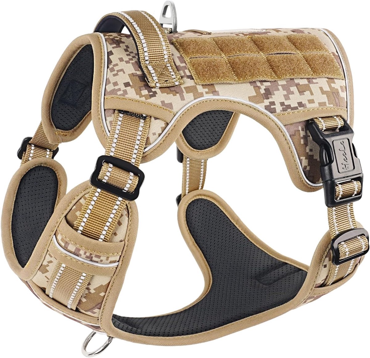 SnelShoppen - Dog Harness, Tactical Hondentuig met Molle Panel, Antitreksysteem voor Kleine, Middelgrote en Grote Honden, Verstelbaar en Gevoerd, Refl