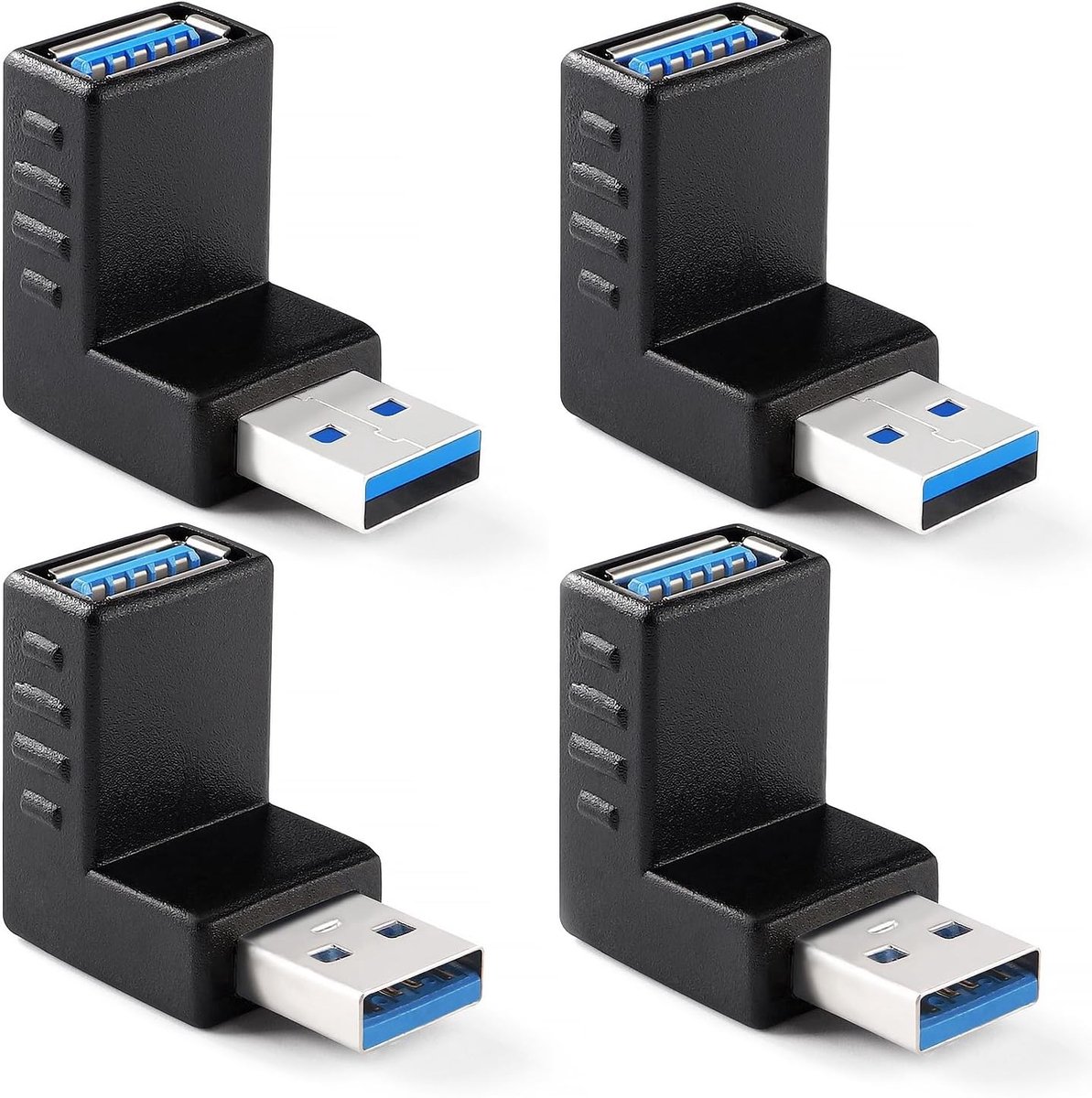 4 Stuks USB 3.0 Hoekadapter 90° Graden Hoekadapter, USB 3.0 Man-Vrouw Hoekadapter Hoekadapter, Up en Down USB 3.0 Adapter, USB Hoekstekkerkoppeling