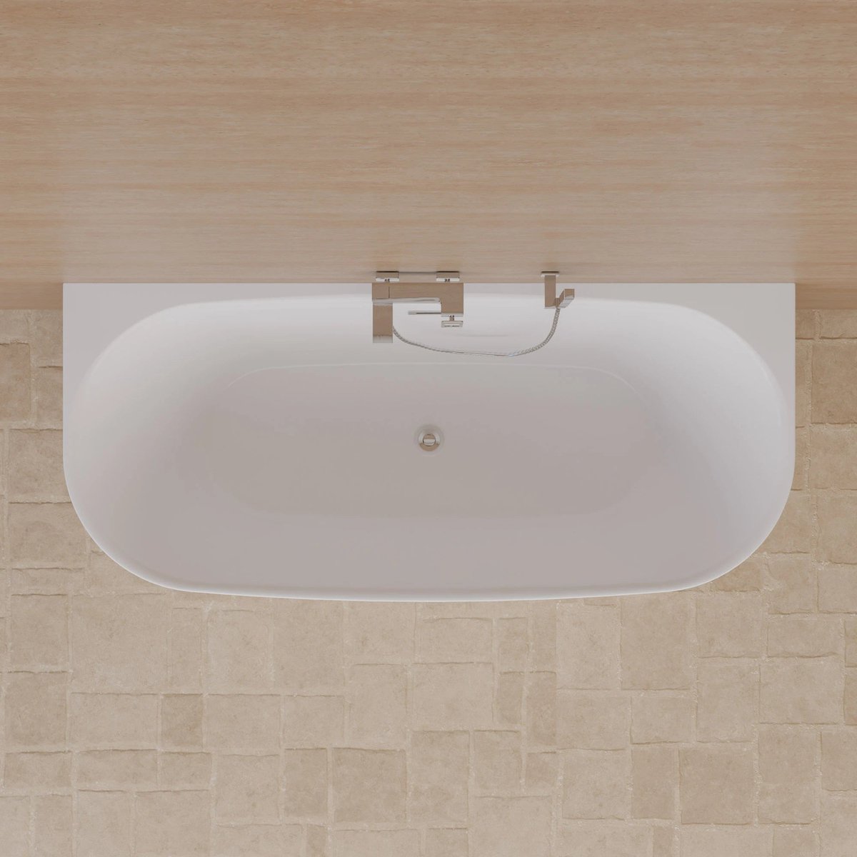 SPALINA - Vrijstaand bad - Velvet 180 blanche, 180 x75 x58 cm, Wit