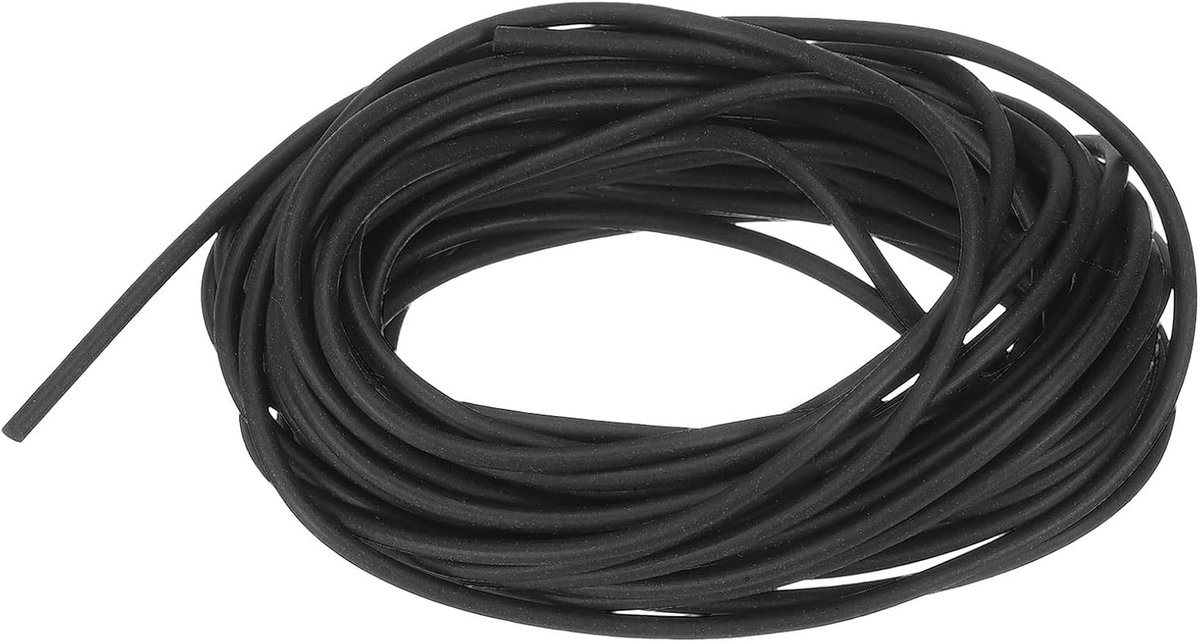 Afdichtingsstrip van siliconenschuim, 1,8 mm diameter, 5,5 m lang, rubberen afdichtstrip, ronde spons van massief rubber, schuimbuizen voor doe-het-zelvers, zwart