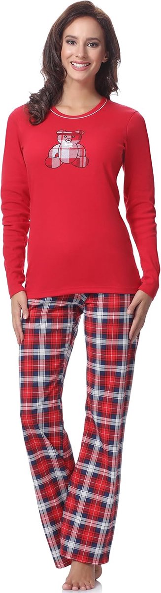 Fashion Katoenen Damespyjama met Kerstprint Warme en Zachte