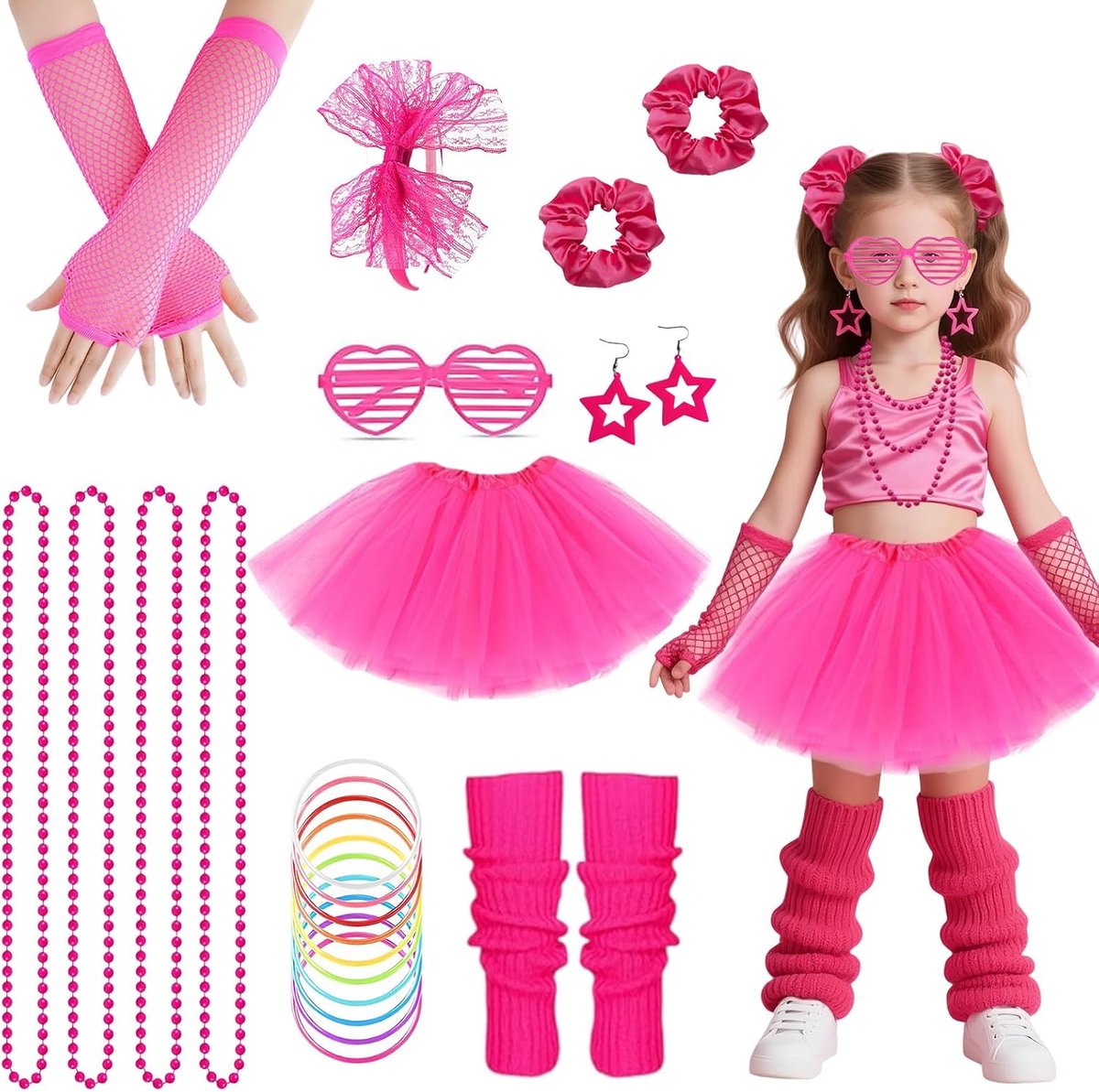 80 en 90-outfit voor dames, 21-delige kostuumaccessoireset met
