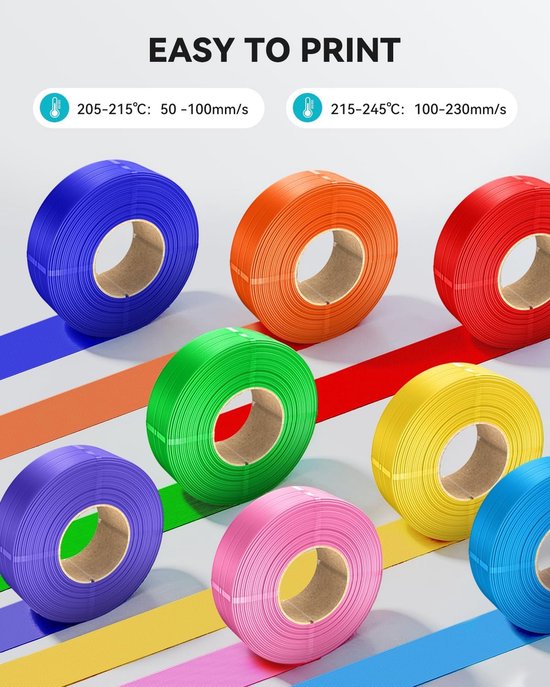 Navulling PLA-filament, 1,75 mm, 4 kg, 3D-printerfilament, PLA-bundel, geen spoel, mat, voor herbruikbare spoelen, compatibel met Bambu Lab filament, olijfgroen/lichtblauw/paars/or — afbeelding 4