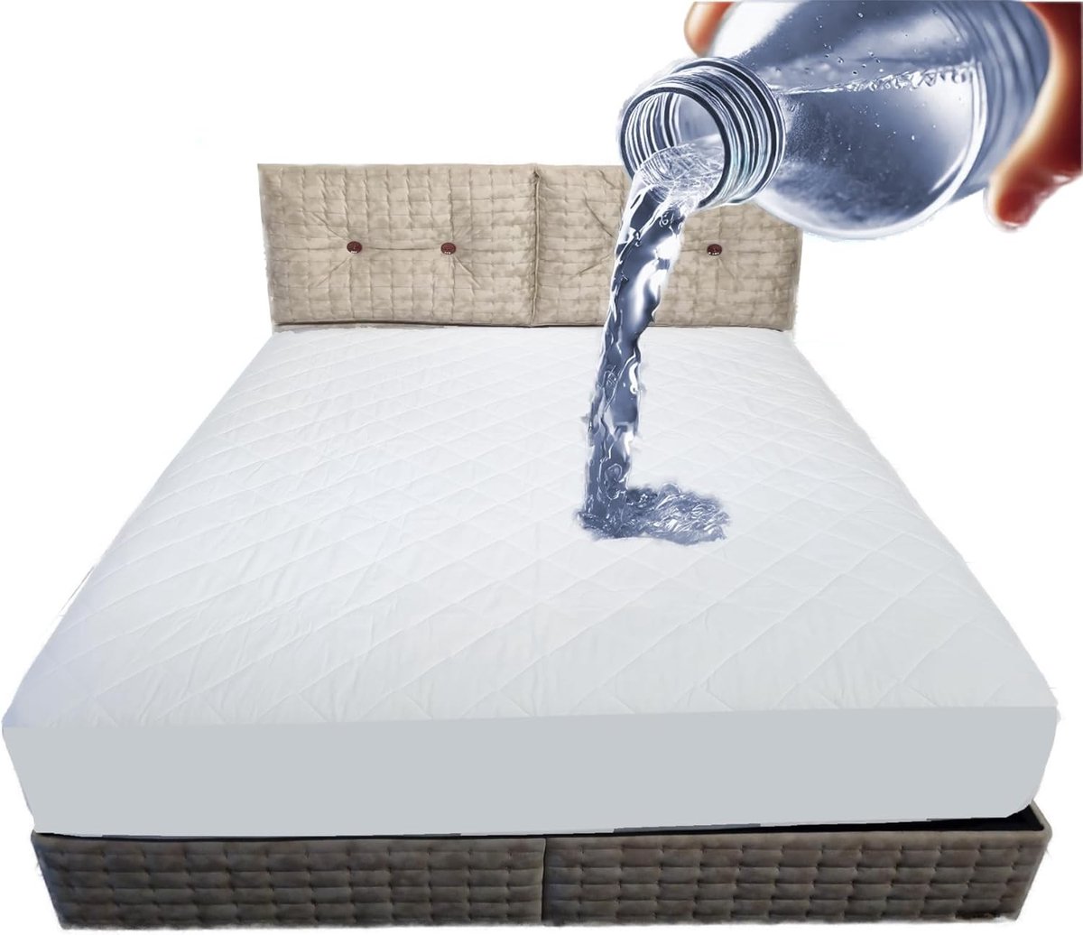 Gewatteerde Waterdichte Matrasbeschermer - 160x200 cm - Katoen - Anti-Allergie - Stil en Ademend