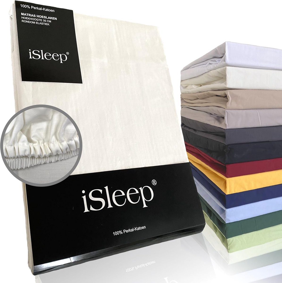 SnelShoppen - Fitted sheet Hoeslaken Percale 100% Katoen Wit 200x220 cm - Hoogwaardige, Zachte en Duurzame Bedtextiel voor Luxe Slaapervaring