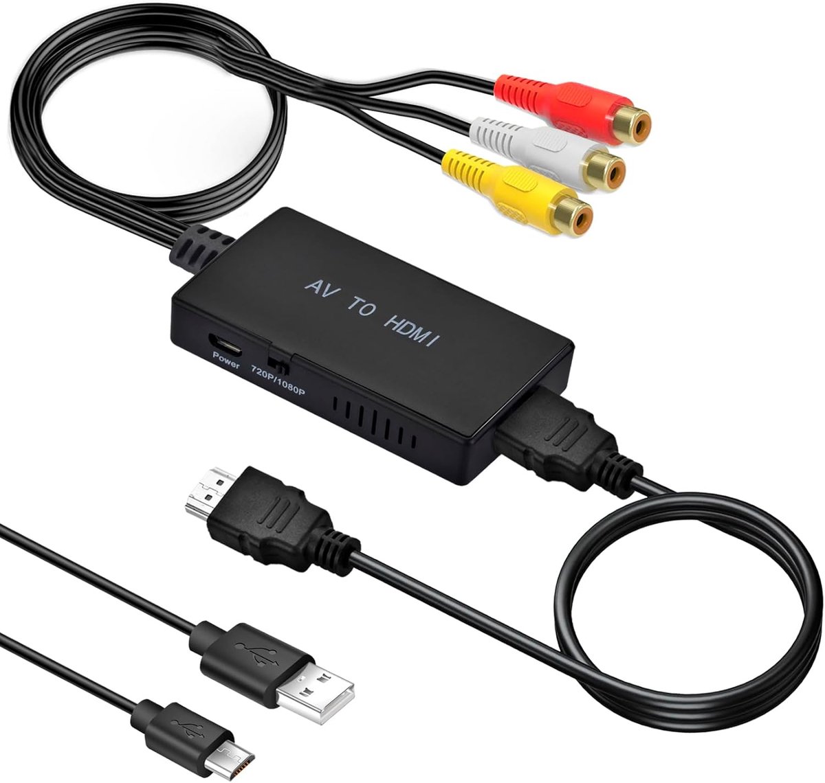 1080P AV naar HDMI met HDMI-kabel voor PS2/PS3/Xbox/SNES/N64/STB/VHS/VCR/DVD, ondersteunt PAL/NTSC