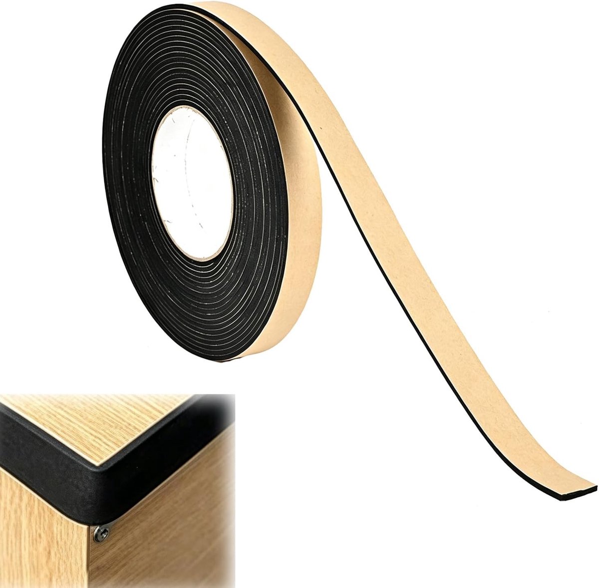viltband, 15 m x 20 mm x 1 mm, op maat te snijden, voor meubels, krasbestendig, geluidsisolatie, zelfklevend, duurzaam, voor hout, metaal, glas (zwart)
