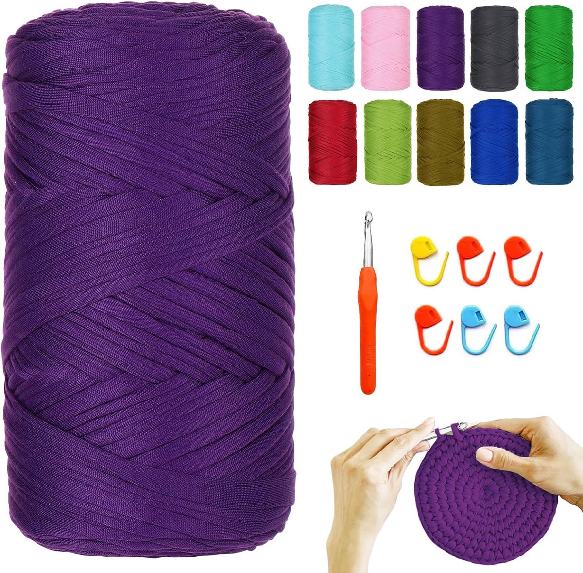 400 G/120 m, textielgaren voor haken, met 9,0 mm haaknaald
