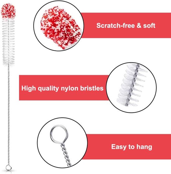 Thijox - 3-Pack Flessenborstels voor Lange Smalle Hals Flessen - Krasvrij Schoonmaken met Zacht Katoen en Nylon - Ideaal voor Waterflessen, Tumblers e van Thijox — afbeelding 4