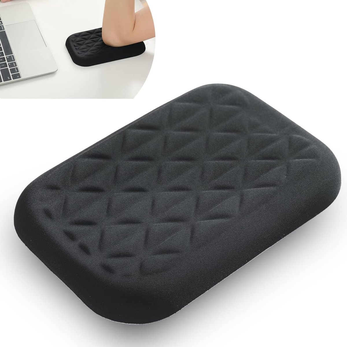 Ergonomic Wrist & Elbow Rest Pad for Desk with Memory Foam & Non-Slip Base, Relieve Elbow Pain Armrest Wrist Support (1, Zwart, 16 * 11cm)