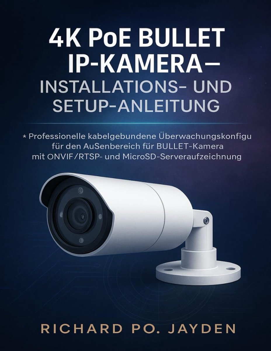 4K POE BULLET IP-KAMERA – INSTALLATIONS- UND SETUP-ANLEITUNG: Professionelle kabelgebundene Überwachungskonfiguration für den Außenbereich für ... ONVIF/RTSP- und MicroSD-Serveraufzeichnung