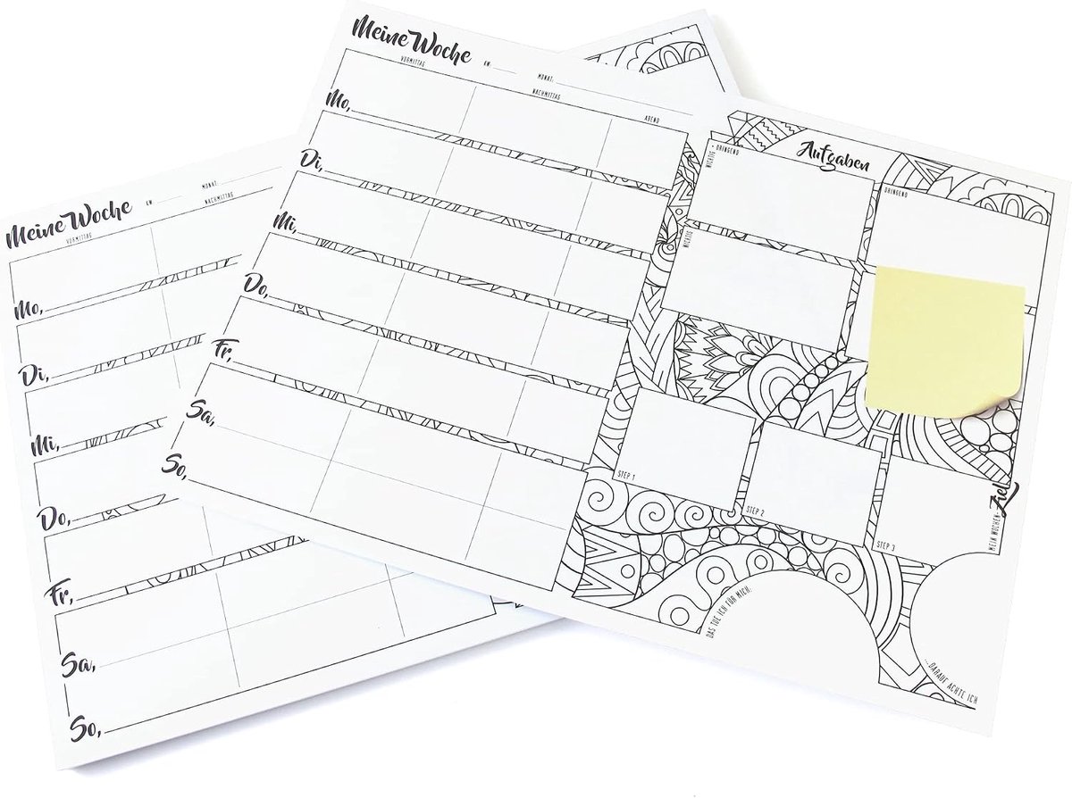 blok A4, zonder vaste datum, 50 vellen, weekkalender met ToDo lijst