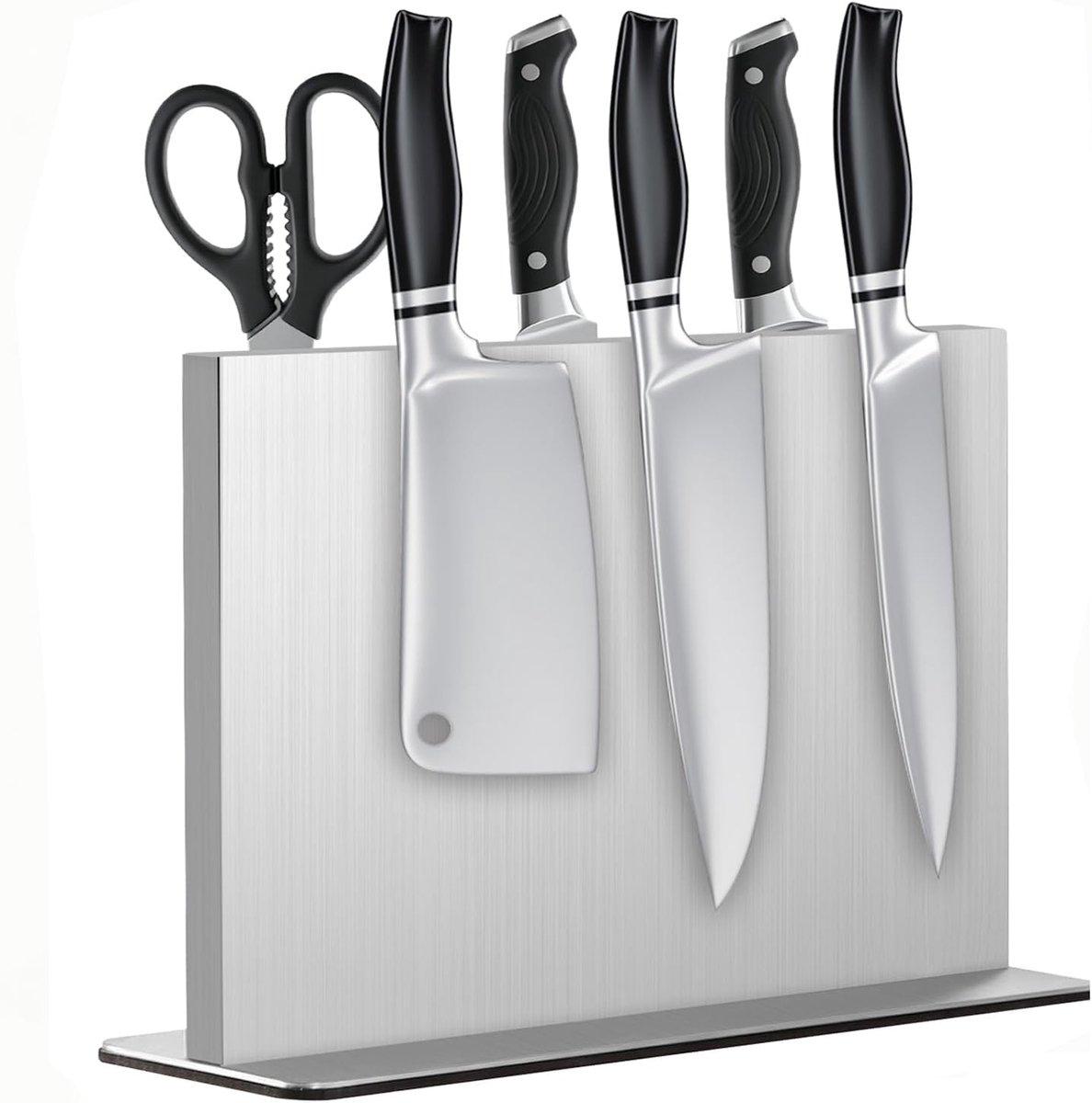 SnelShoppen - Magnetische Messenhouder, RVS Magnetisch Messenblok met Slijper, Dubbelzijdige Sterke Magnetische Messenstandaard voor Keuken, Antislip