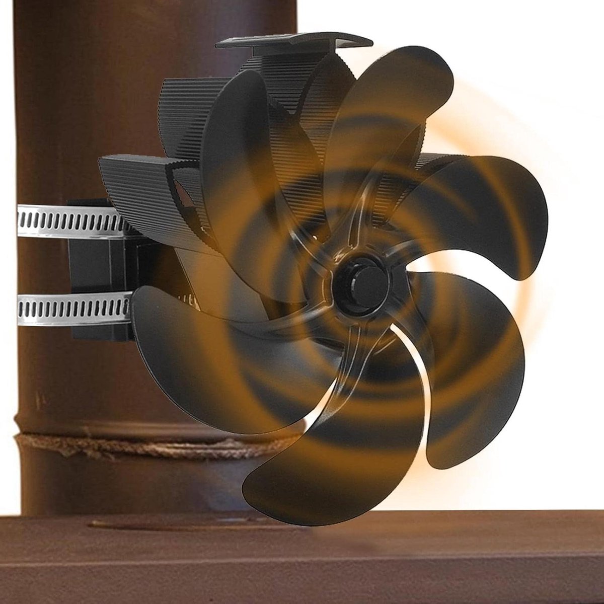 Houtkachel Ventilator - Haard Ventilator - Warmte Verspreiden - Zelfaandrijvend - 6 Bladen - Zwart