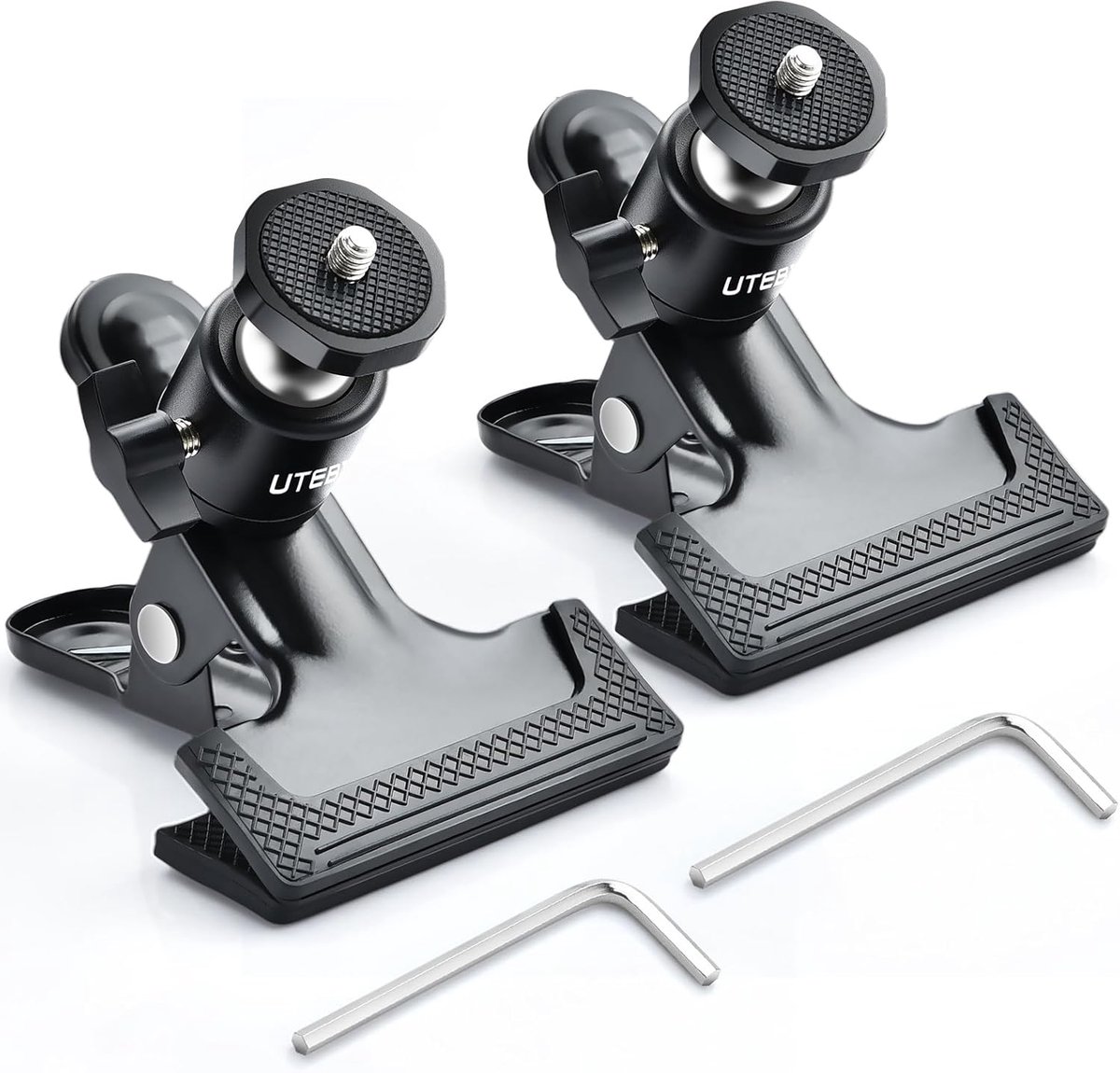 SnelShoppen - Camera Clip Mount 2 Pack - Stevige Tripod Clip met 360° Draaiende Mini Bal Hoofd voor 1/4 Inch Schroef - Fotografie Accessoires voor DSL