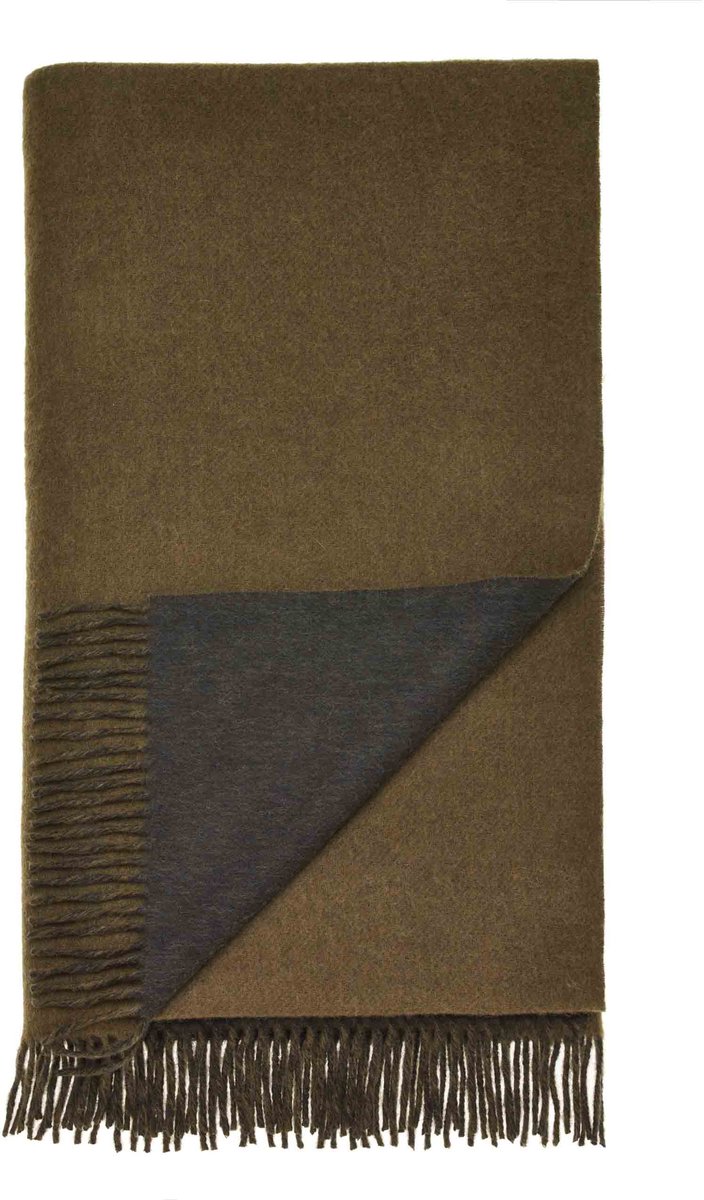 Plaid Double Face Legergroen/Loden - Country Side Collection - Merino Lamswol - 140x185 - Bronte by Moon Scotland