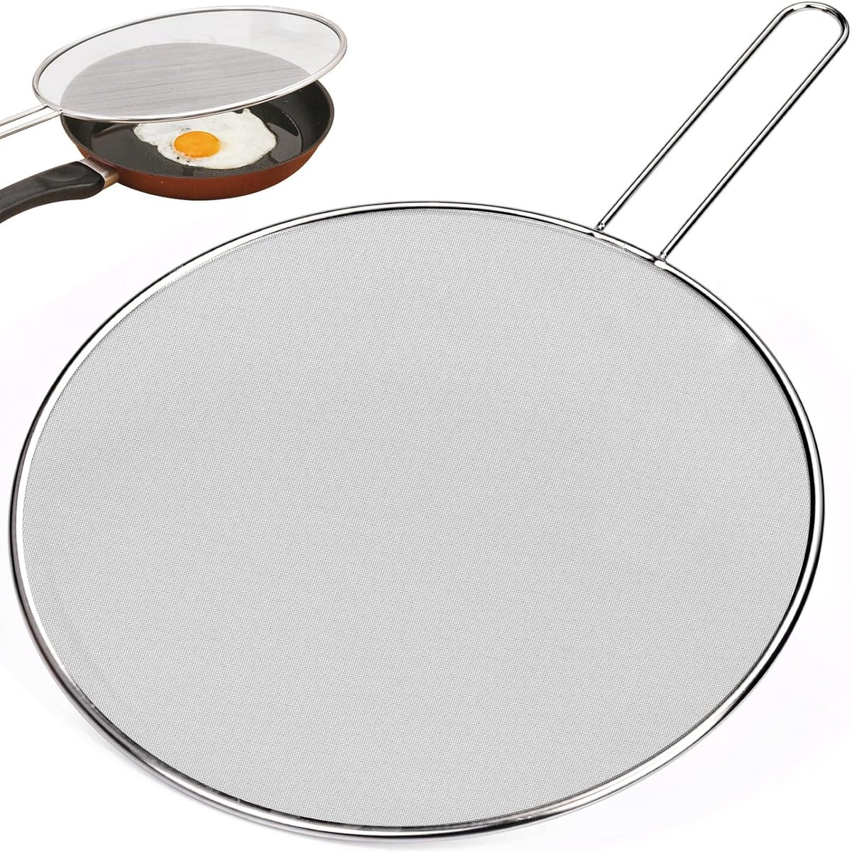 SnelShoppen - 33cm Spetterbescherming Pannen RVS Deksel met Handvat - Veilig Koken, Oliebestendig, Geschikt voor Pannen tot 33cm - Keuken Accessoire
