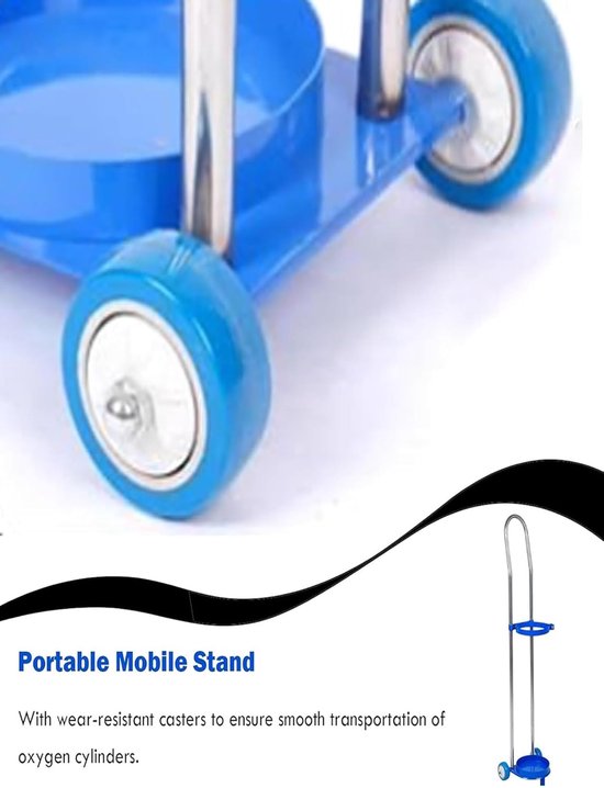 Zuurstof Fles Trolley - Gasfleshouder Wagen - Flessen Transporteren - Met Stille Wielen - Tot 15 Liter Flessen - Blauw — afbeelding 4