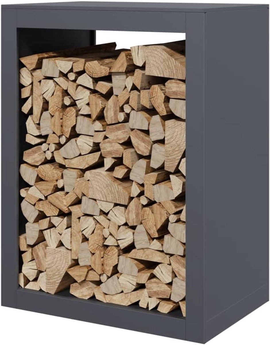 Brandhoutrek - Houthouder Open Haard - Haardhout Opslag - Houdt Hout Droog - 60 x 40 x 80 cm - Antraciet