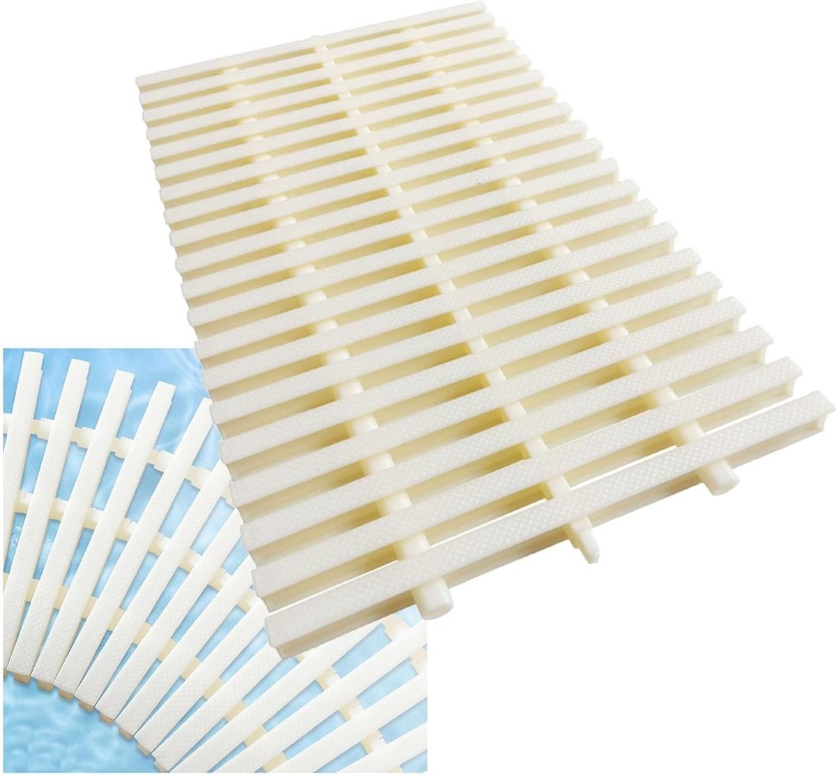 Zwembadrooster - Afvoerrooster Douchegoot - Veilig Zwembad - Antislip Textuur - 30 x 100 cm - Wit