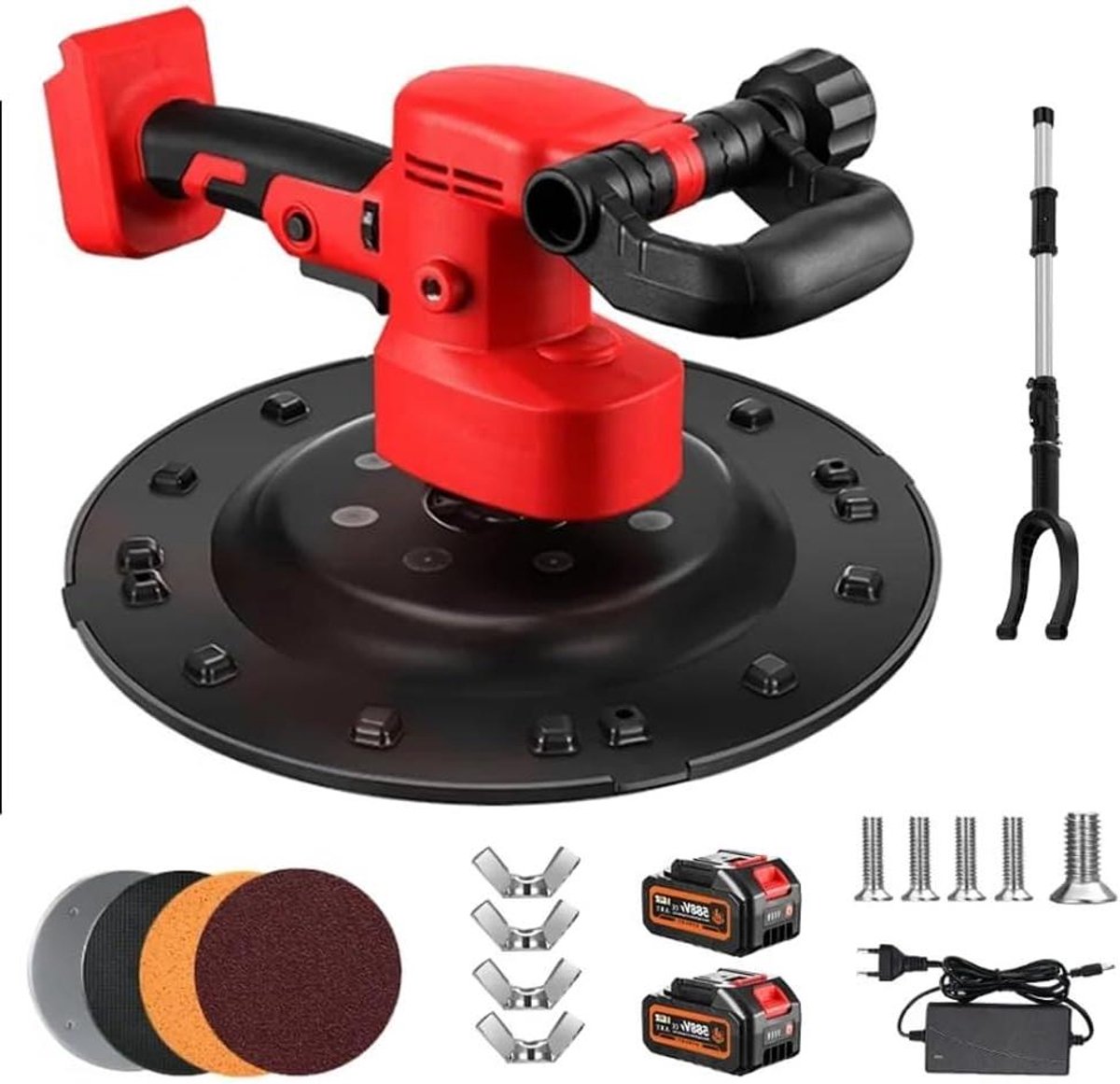 Elektrische Muurpleistermachine - Betonmolen Polijstmachine - Muren Glad Maken - Volledig Koperen Motor - 38 cm Diameter - Grijs
