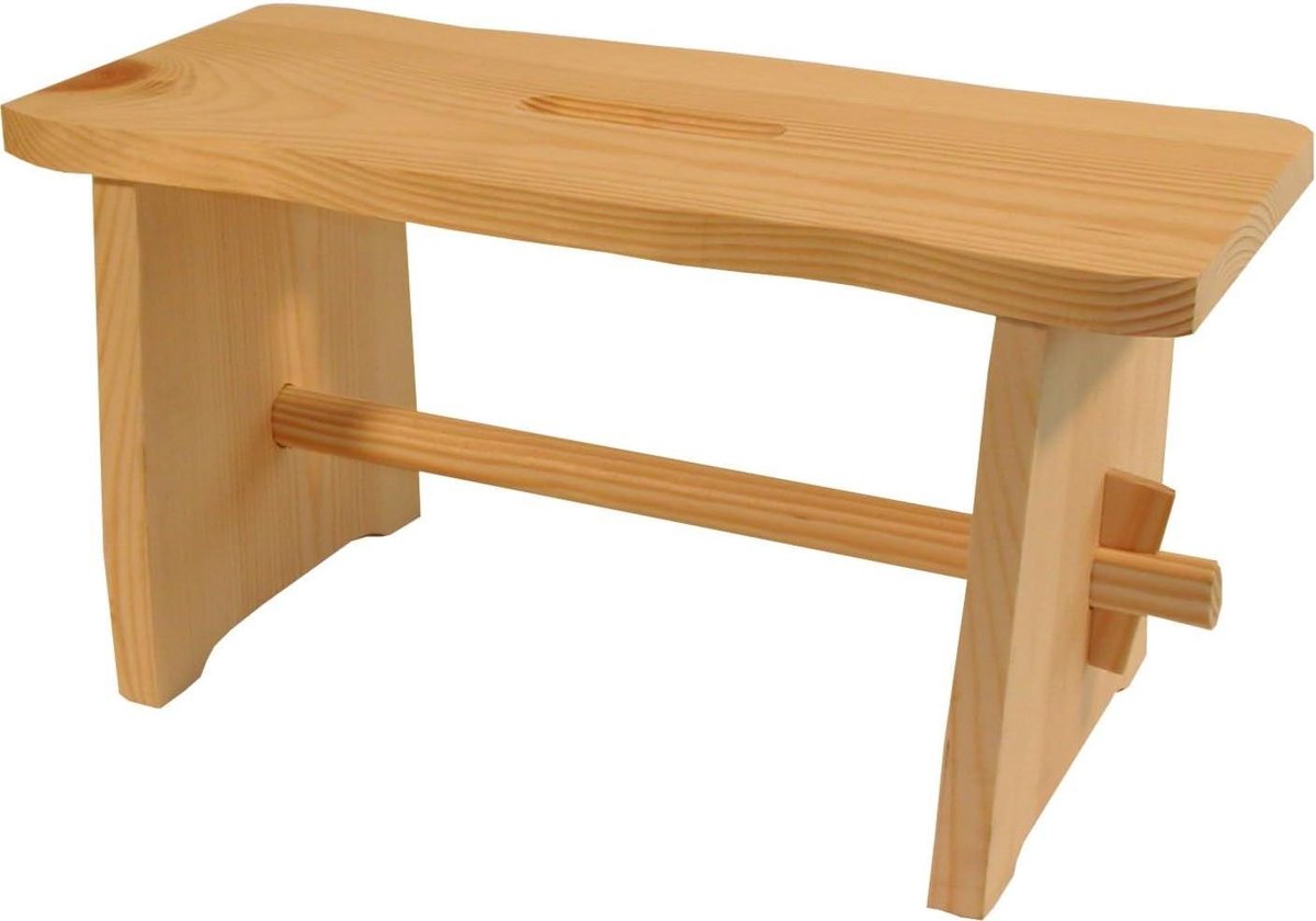 Voetenbank - Hocker Kruk - Ontspannen Zitten - Ruwe Afwerking - 40 x 19 x 21 cm - Houtkleur