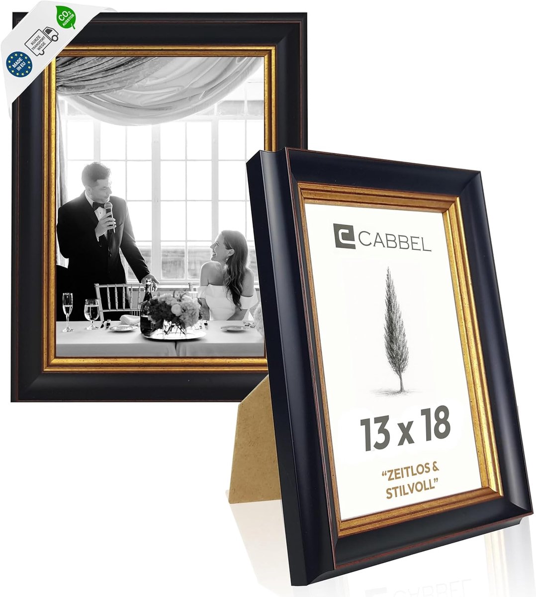 SnelShoppen - Barokke Fotolijsten Zwart-Goud 13x18 cm 2-Pack – Antieke Vintage Lijsten met Ornamenten – Fotolijsten voor Posters, Afbeeldingen & Kunst