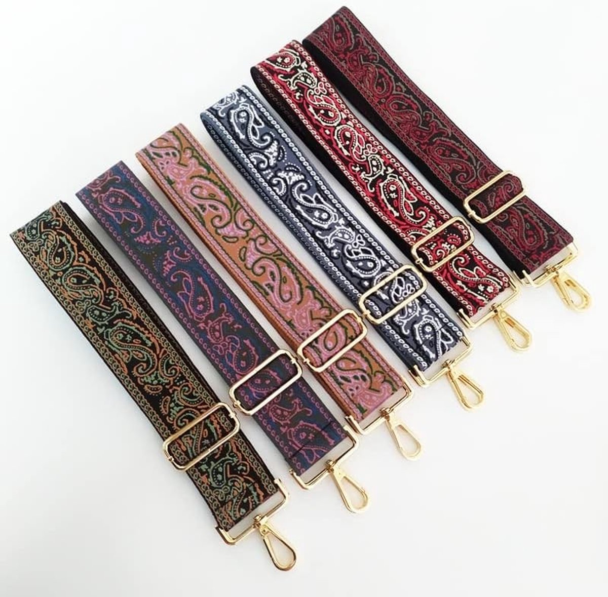 Kleurige Verstelbare Schouderband voor Handtassen, 5 cm Breed, 75-130 cm, Bloemenpatroon, Ideaal voor Mode en Comfort