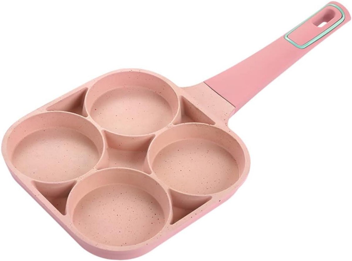 Omeletpan - Koekenpan Wok - Ontbijt Maken - Vier Gaten - 37.5x18.5x4cm - roze