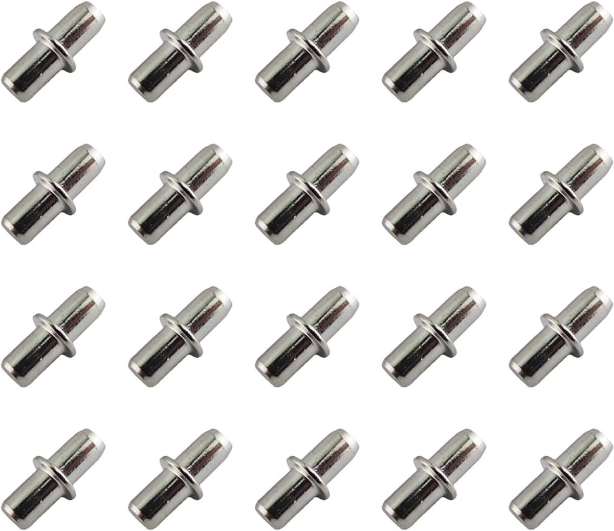 Set van 20 metalen plankenhouders, 5 mm dik, voor meubels, kasten en boekenplanken in zilver