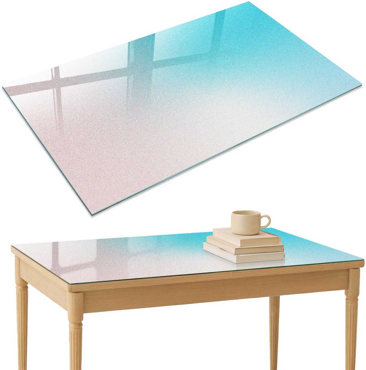 ArtPrintCave Pastelkleurige overgang Glazen Tafelblad 120x80 cm - Tafelblad Rechthoek - Blauw Keukentafel - Achtergronden en patronen Glasplaat