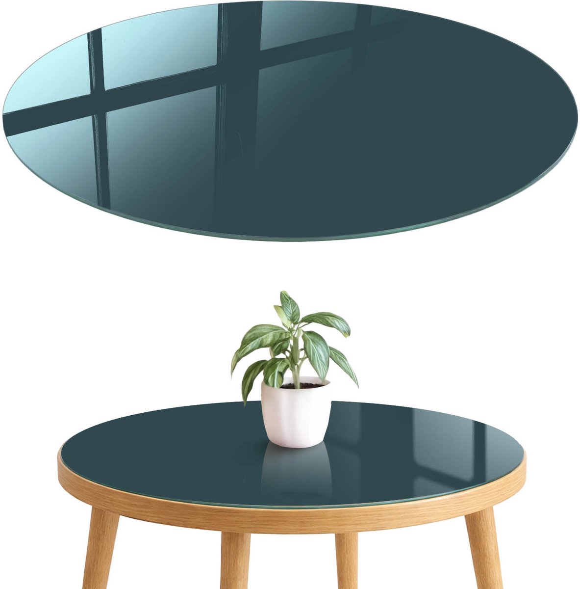 ArtPrintCave Marine Glazen Tafelblad fi70 cm - Tafelblad Rond - Wit Terrastafel - Achtergronden en patronen Keukentafel