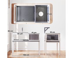 COVREO Schildpaddenhuis 104 x 53 x 82 cm wit grijs, van hout met zichtvenster