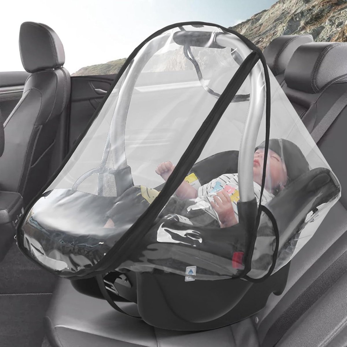 Baby Autostoel Regenhoes - Maxi Cosi Cover - Baby Beschermen - Ventilatie Gaten - 50x65x50cm - Zwart – foto 3