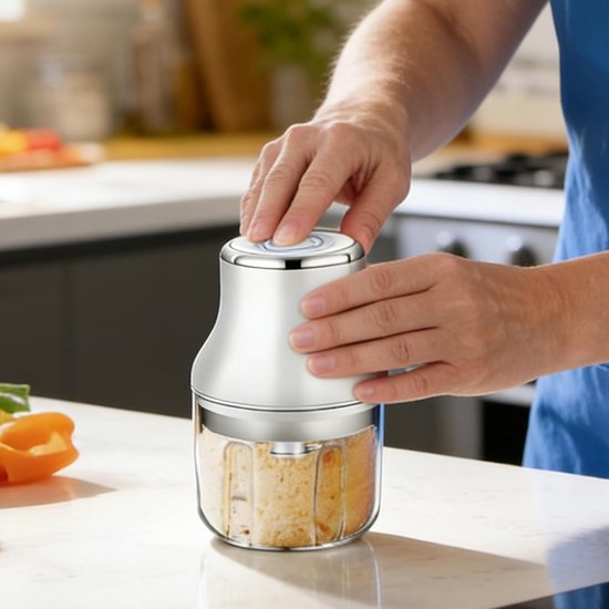 Elektrische Voedselhakker - Keukenmachine Mini - Snel Ingrediënten Snijden - Oplaadbaar Draadloos Gebruik - 250 ml - Wit — afbeelding 5