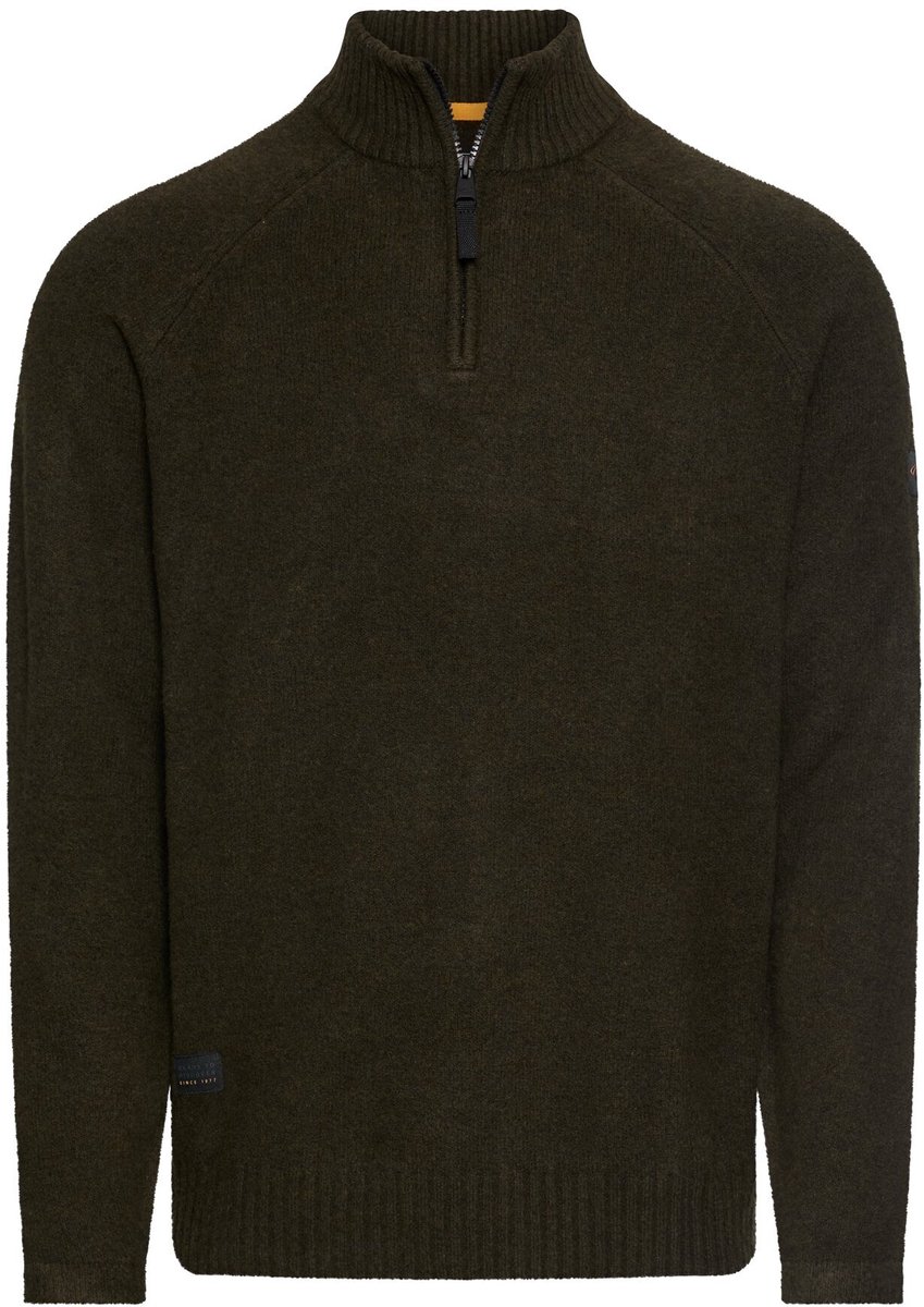 camel active Lichte trui met col met ritssluiting - Maat menswear-L - Olijfgroen