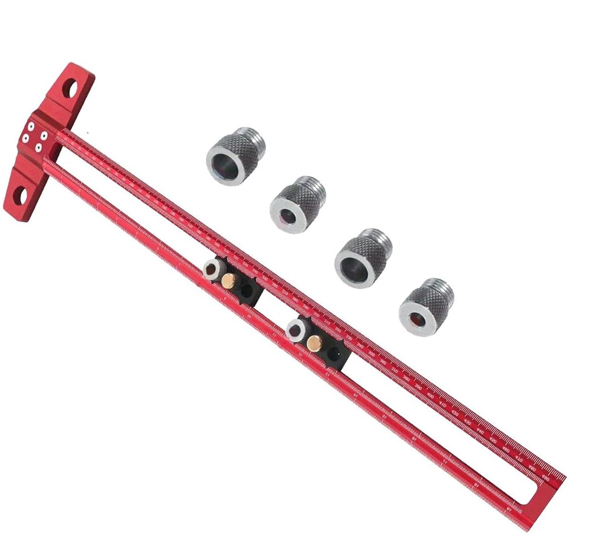 Boorpositionering Liniaal - Boormal Sjabloon - Houtbewerking Markeren - Verstelbare Aluminium Legering - 300mm of 500mm - Zilver