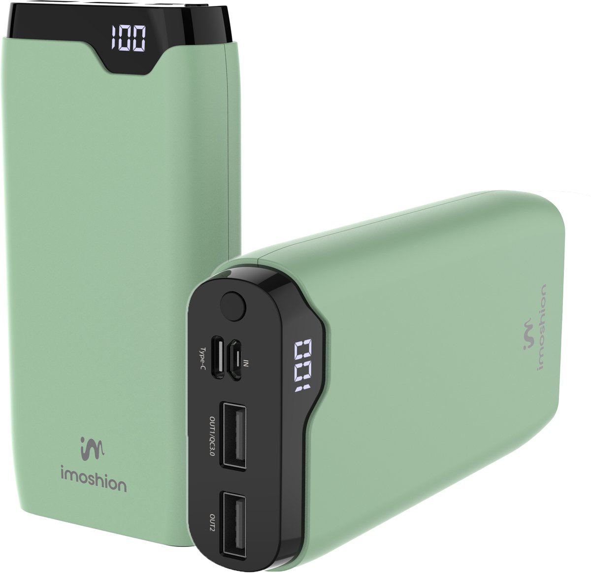 Bol.com imoshion® Powerbank 20000 mAh - 22.5W Snellader - USB C / USB A - LED Display - Powerbanks - Universeel - Noodpakket - G... aanbieding