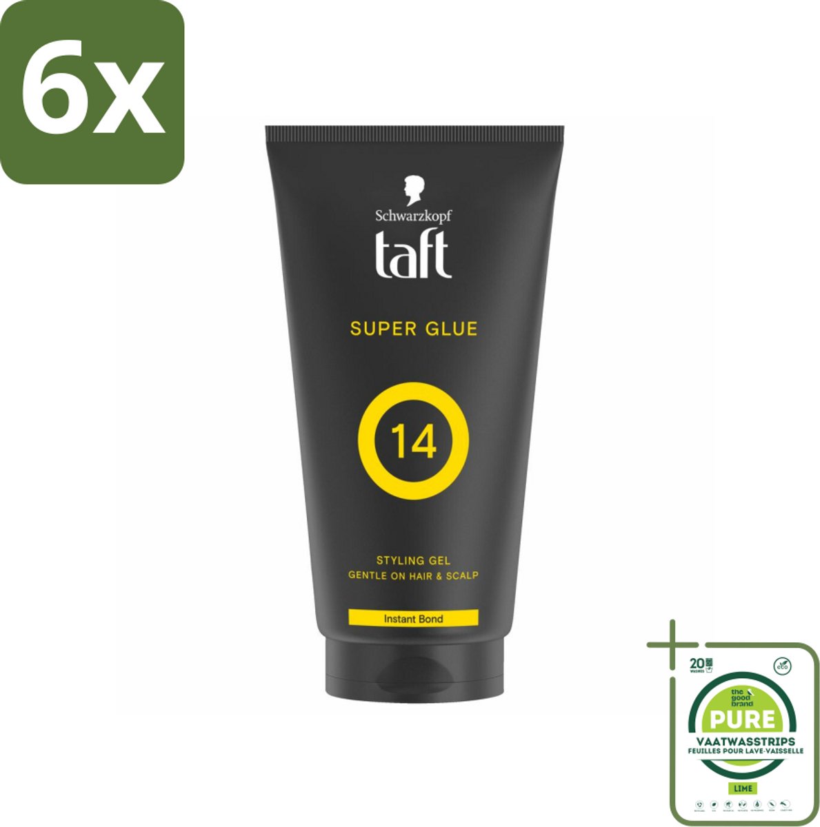 Taft - Super Glue 14 - Styling Gel - Ultieme stevigheid - 150 ml - Voordeelverpakking - 6 stuks - Haar gel - Taft Super Glue