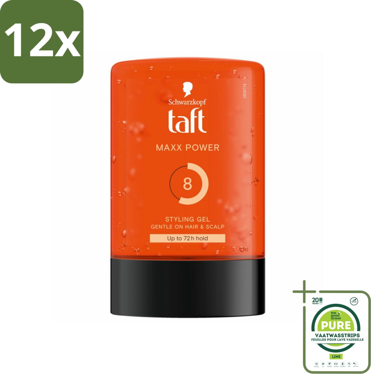 Taft - Maxx Power 8 - Styling Gel - Langdurige fixatie - 300 ml - Voordeelverpakking - 12 stuks - Haar gel - Styling gel