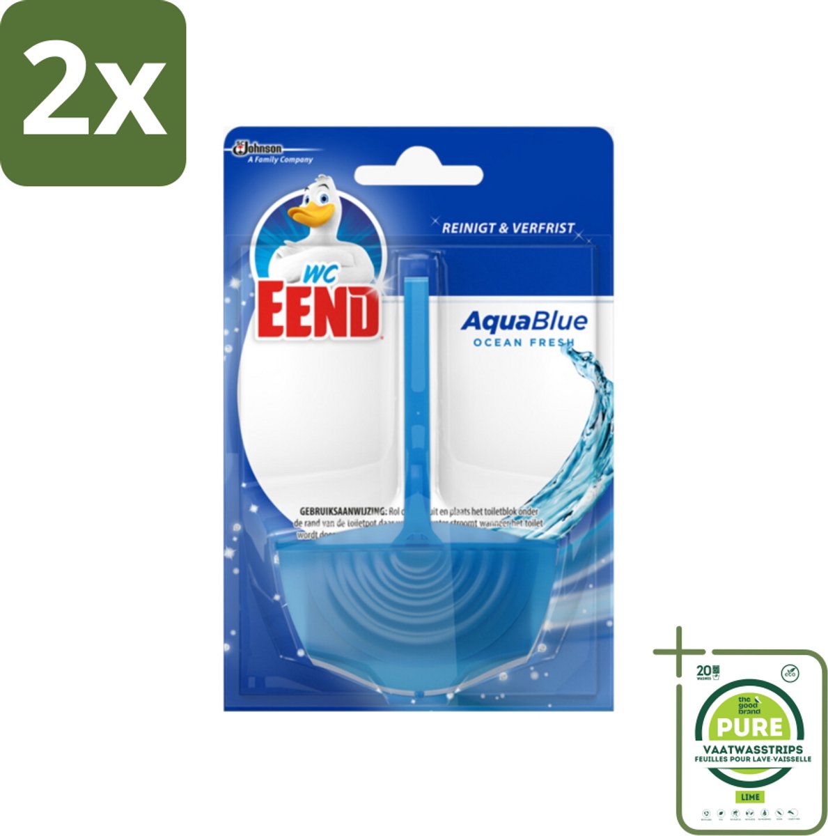 WC Eend - Aqua Blue - Toiletblok - Kleurt Water Blauw & Verfrist - 40 gr - Voordeelverpakking - 2 stuks - Toiletblok - Toilet schoonmaken