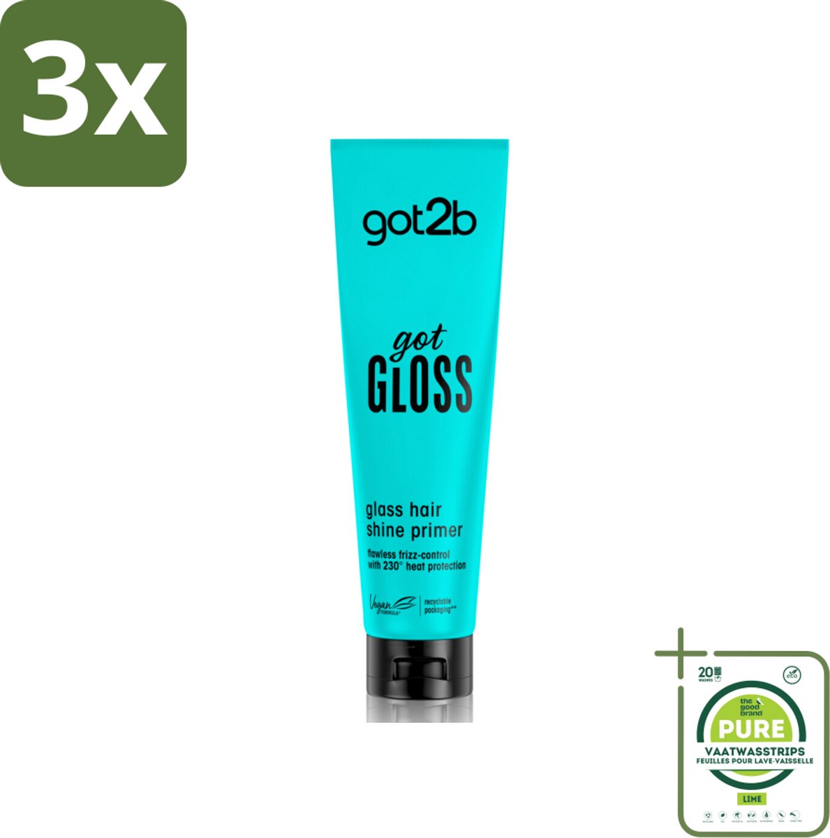 3 x Got2B - Haarprimer - Got Gloss - 150 ml - Grootverpakking - Haarprimer - Glans - Pluiscontrole - Hittebescherming - Haarstyling