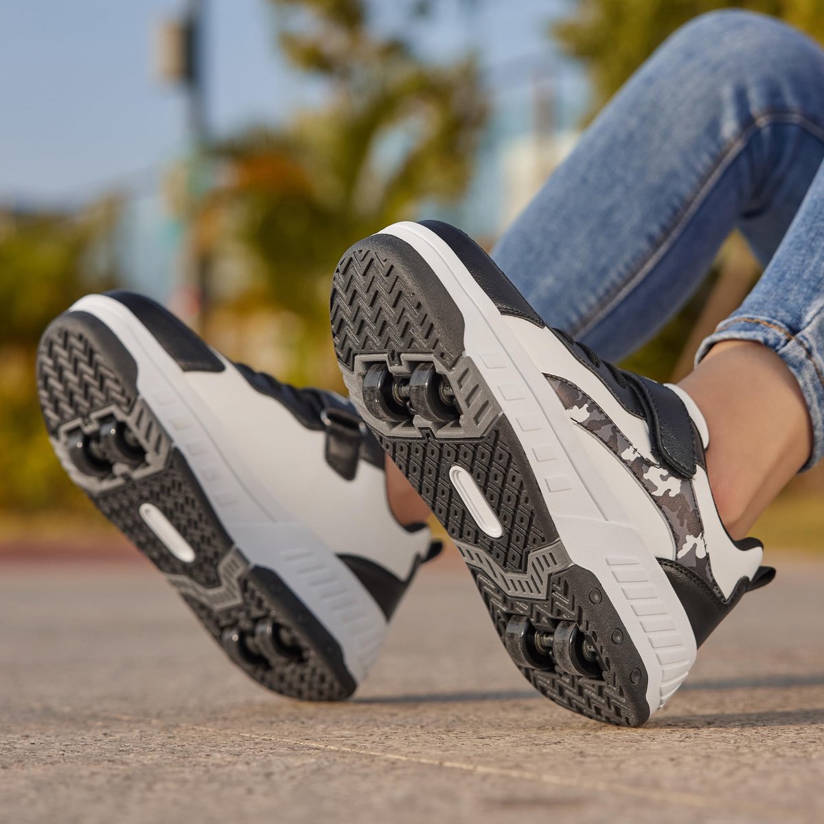 SnelShoppen Rolschaatsen met Wieltjes voor Jongens en Meisjes 2-in-1 Kinderrolschaatsen Turnschoenen en Skateboardschoenen in en
