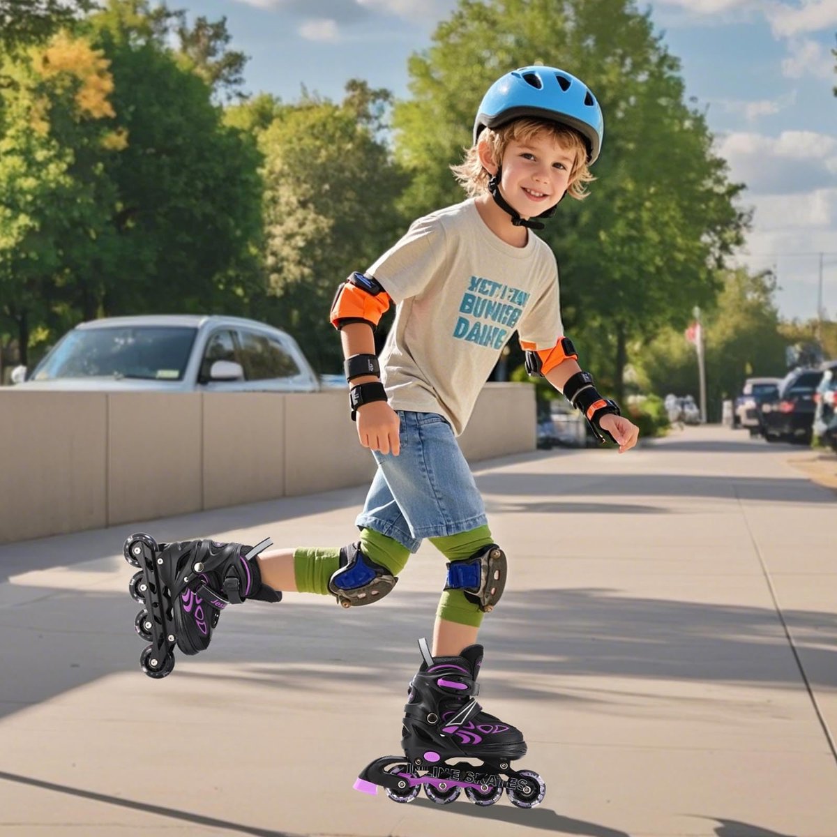 SnelShoppen - Verstelbare inlineskates voor kinderen, meisjes en jongens, oplichtende rolschaatsen, maat verstelbare skates voor beginners (M EU 32-36