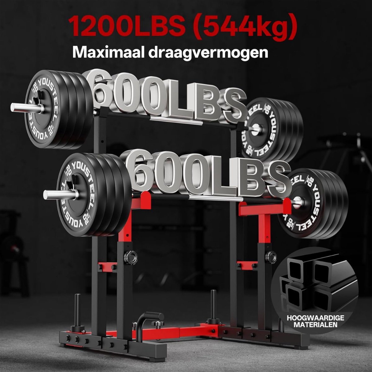 Groupe SEB JCP Squat Rack - Pull up Station - Zwart/Rood thumbnail 4