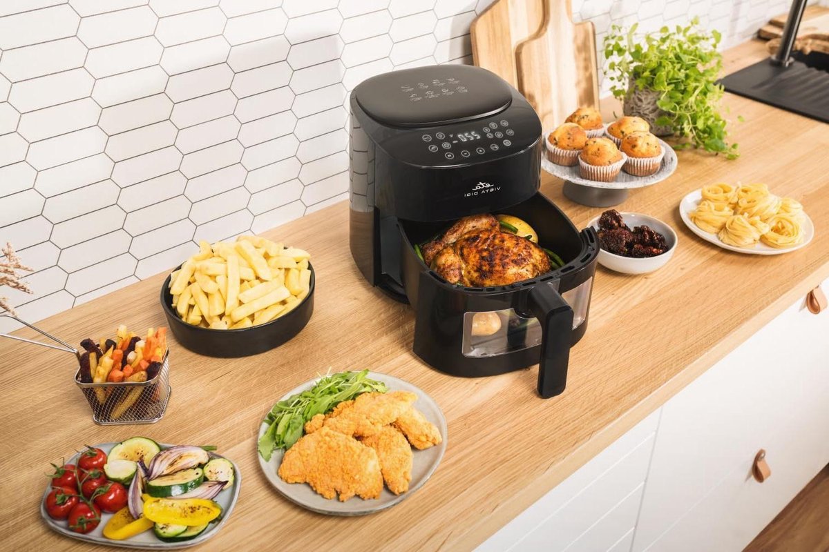 Heteluchtfriteuse - Airfryer - Gezond Frituren - Met Kijkvenster - 43 Liter - Zwart