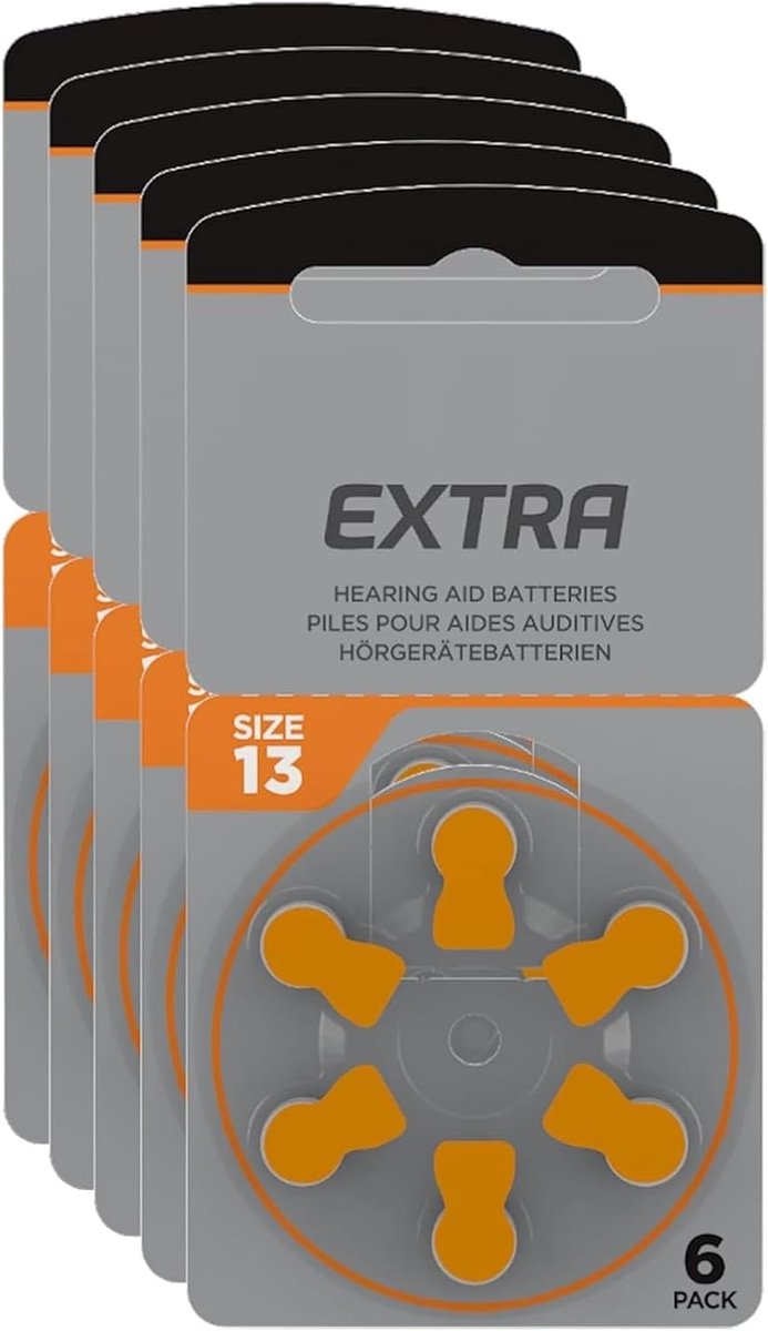 Hoorapparaatbatterijen Type 13 - 4 x 6 Pack + 1 Pack Gratis - 310 mAh - Tot 4 jaar levensduur - SnelShoppen