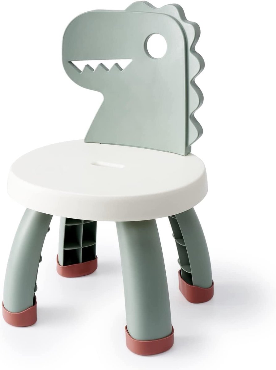 Kinderstoel, kinderzitje, kinderzitje, kunststof, dinosaurus, groen, zithoogte 25,3 cm, voor binnen en buiten, BPA-vrij, duurzaam en licht