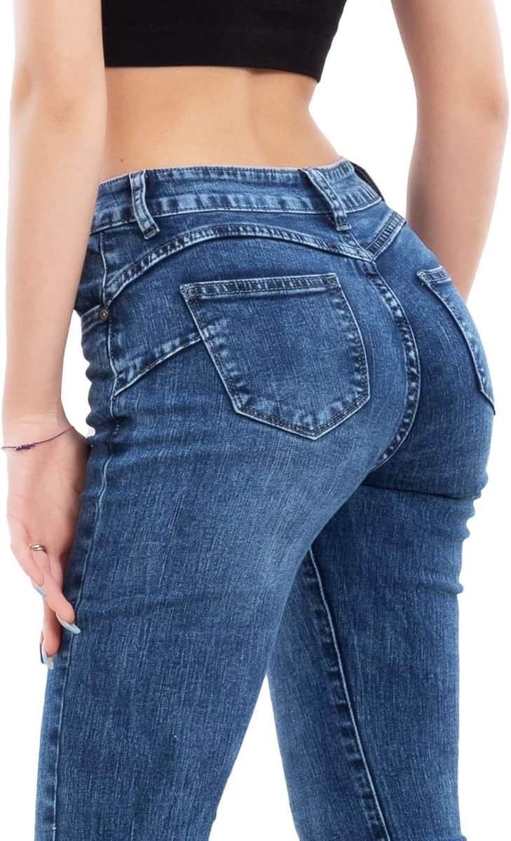 Jeans Dames Broek Skinny Push Up Poot Olifant Bell XM-986, Ng-169 Blauw, S