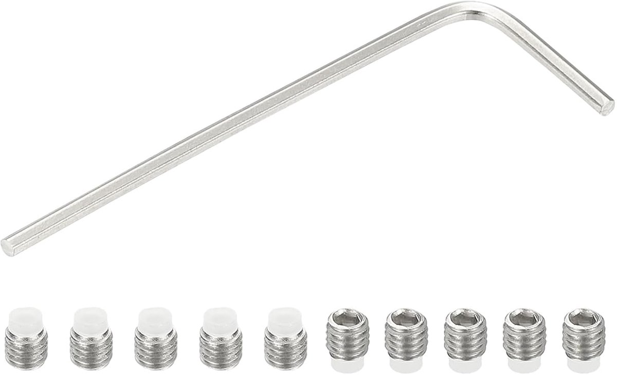 M3 x 3 mm schroeven zonder kop, nylon, 10 stuks roestvrij staal 304, zeskantkop, metrisch, holle, antislip, interne zeskantaandrijving met zeskantsleutel